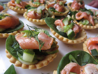 Marinated Trout and cucumber Tarts