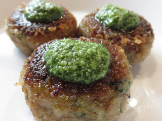 Eggplant Fritters with Basil Pesto
